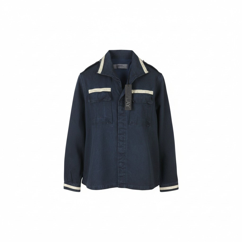 REPLAY W2971 Women Jacket M Dark Blue Glitter Details Lightweight