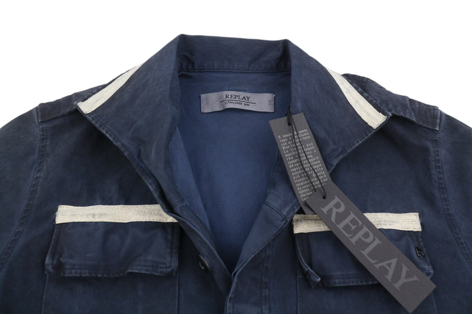 REPLAY W2971 Women Jacket M Dark Blue Glitter Details Lightweight