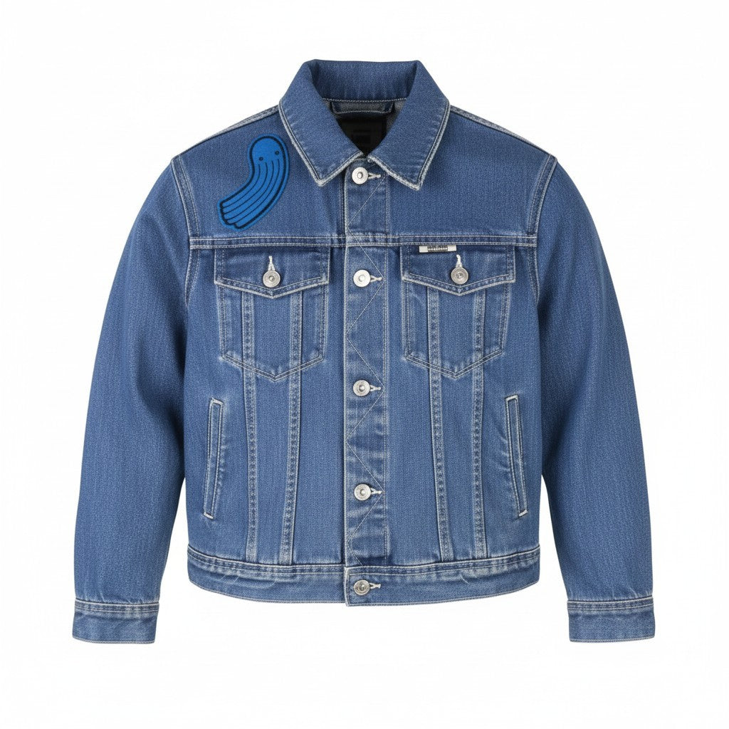 G-STAR Drop 1 Tailor Cropped Women Jacket S Blue Denim Button-Up 3/4 Sleeves