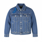 G-STAR Drop 1 Tailor Cropped Women Jacket S Blue Denim Button-Up 3/4 Sleeves