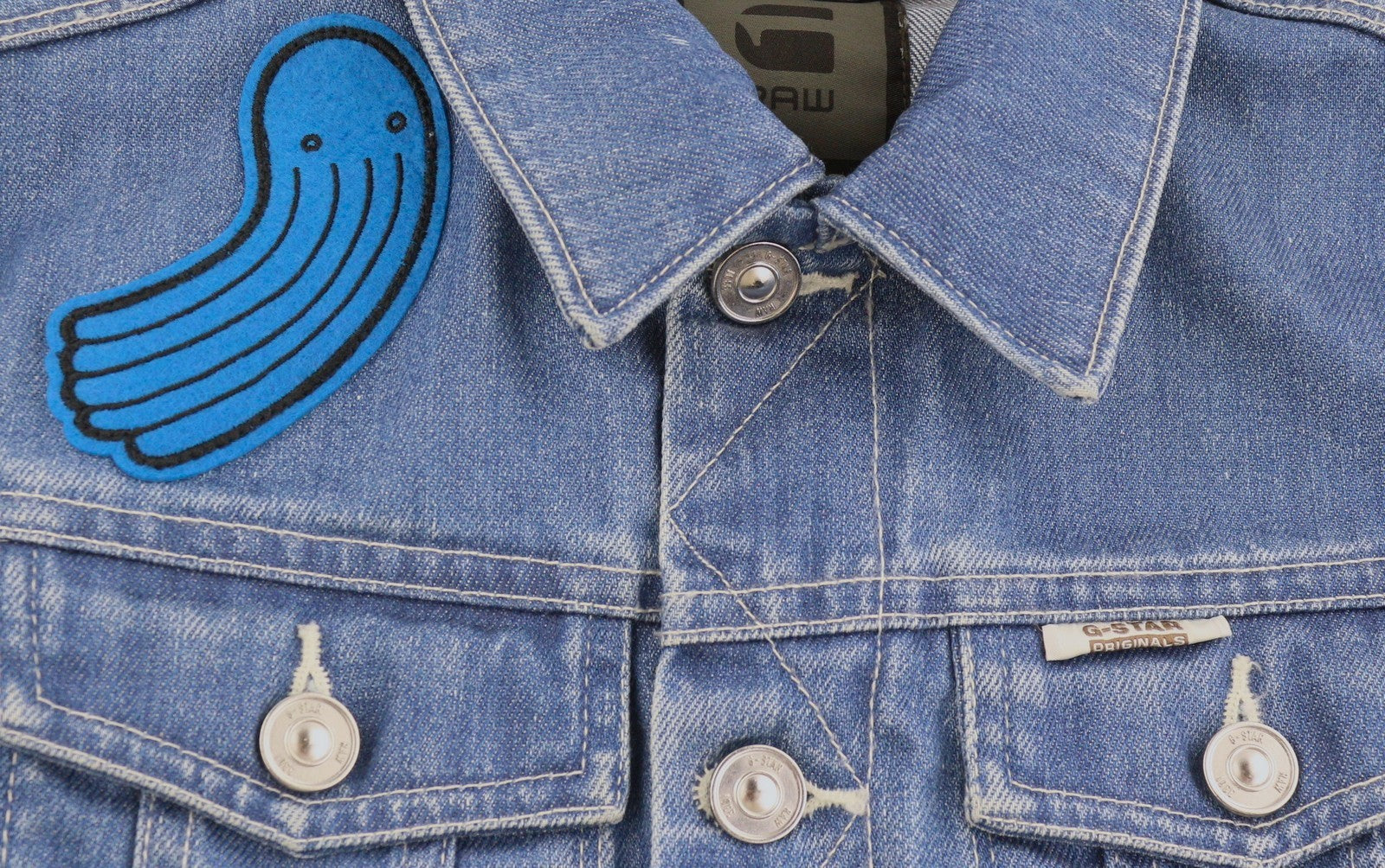 G-STAR Drop 1 Tailor Cropped Women Jacket S Blue Denim Button-Up 3/4 Sleeves