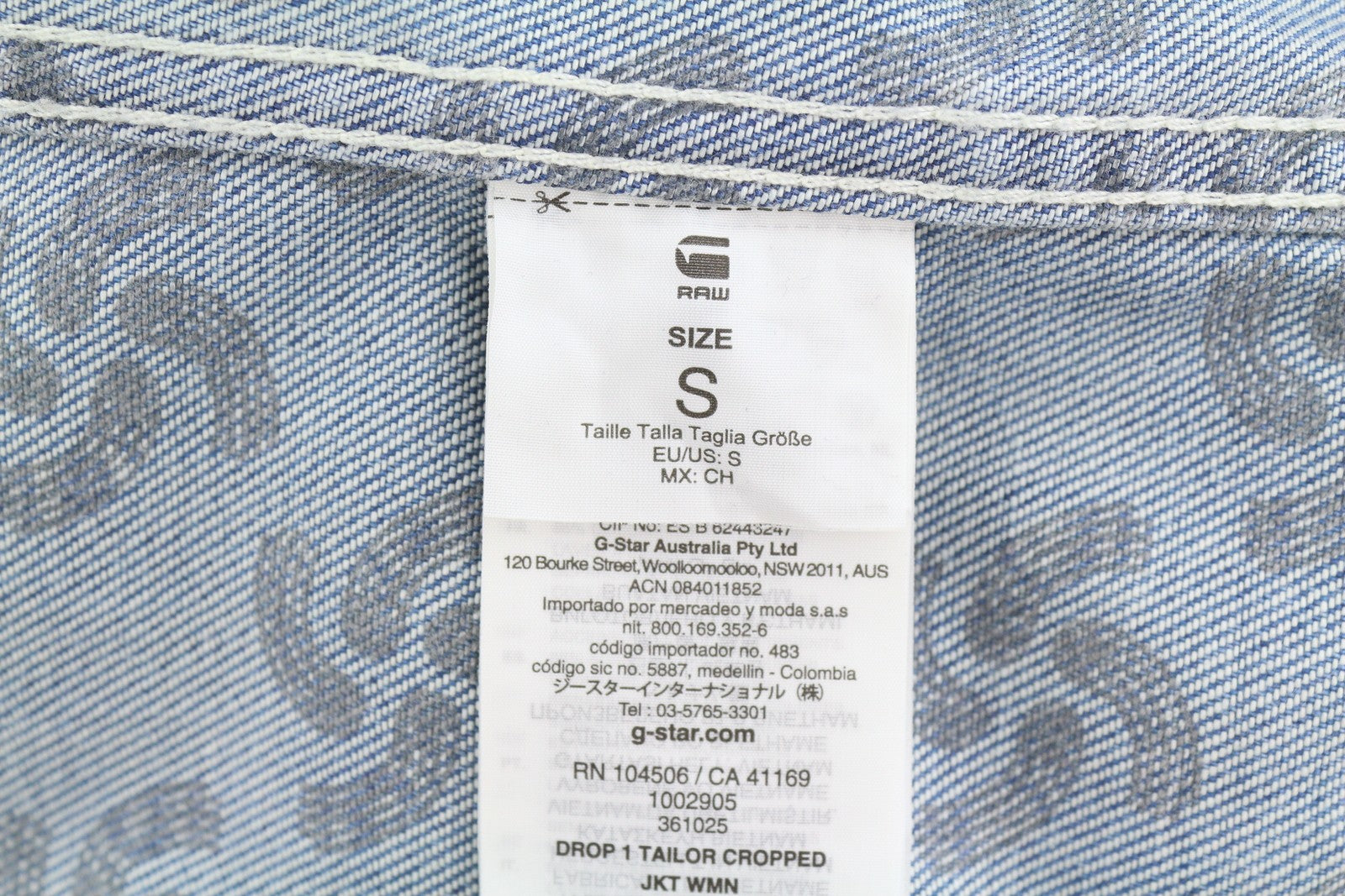 G-STAR Drop 1 Tailor Cropped Women Jacket S Blue Denim Button-Up 3/4 Sleeves