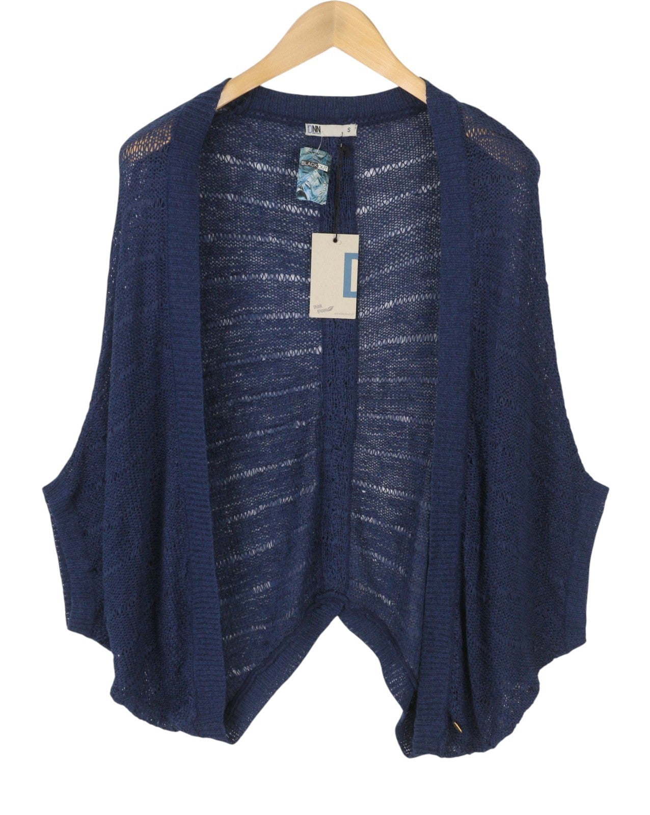 BLACKOUT DNN Marina Cardigan Women Jumper L Dark Blue Open-Knit Loose Fit