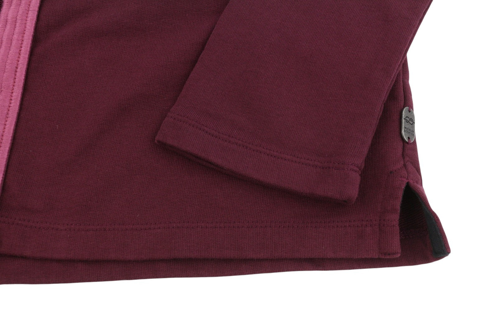 MAISON SCOTCH Women Sweatshirt L Burgundy Cotton Long Sleeved Cardigan