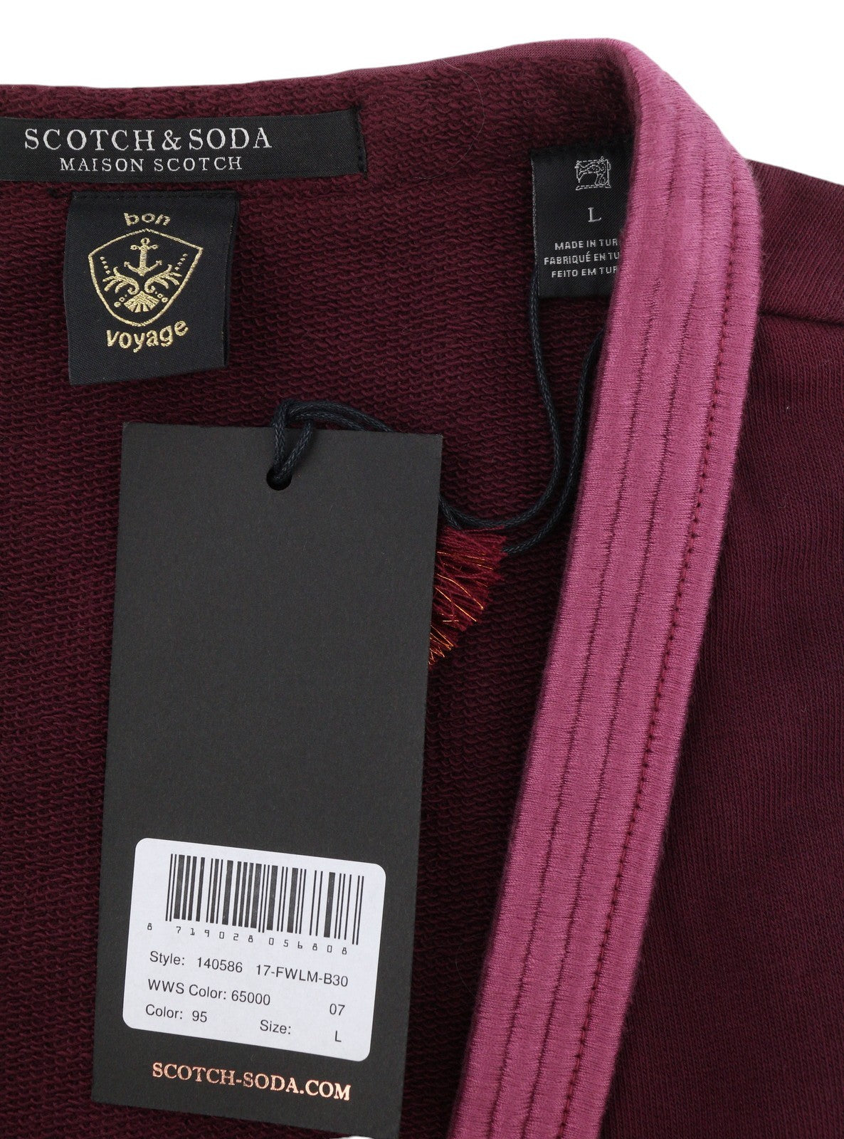 MAISON SCOTCH Women Sweatshirt L Burgundy Cotton Long Sleeved Cardigan