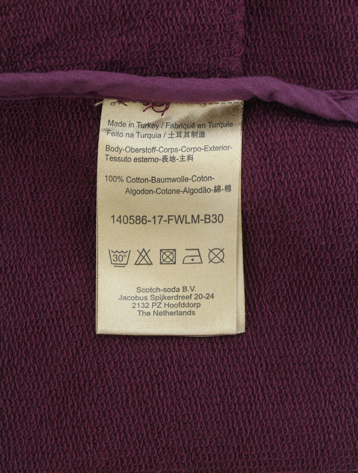 MAISON SCOTCH Women Sweatshirt L Burgundy Cotton Long Sleeved Cardigan