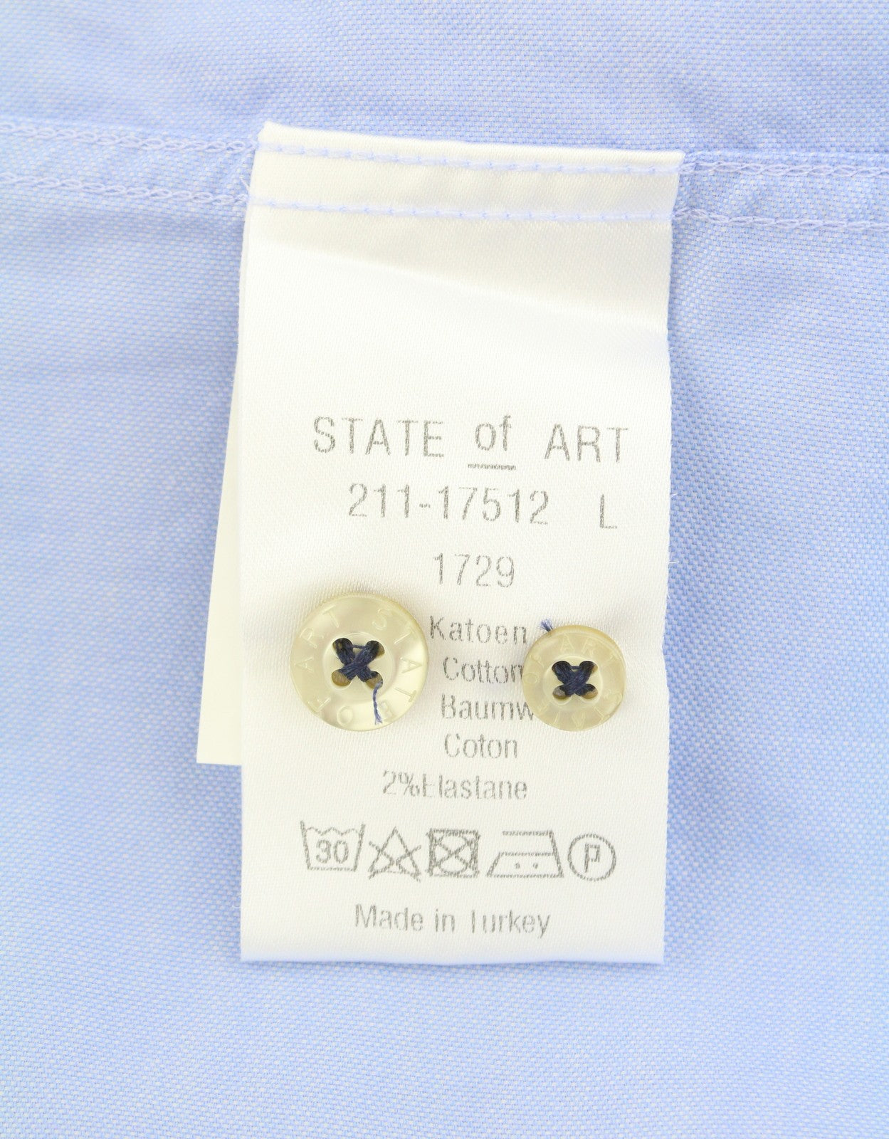 STATE OF ART Women Shirt L Blue Spread Collar Button-Up Casual