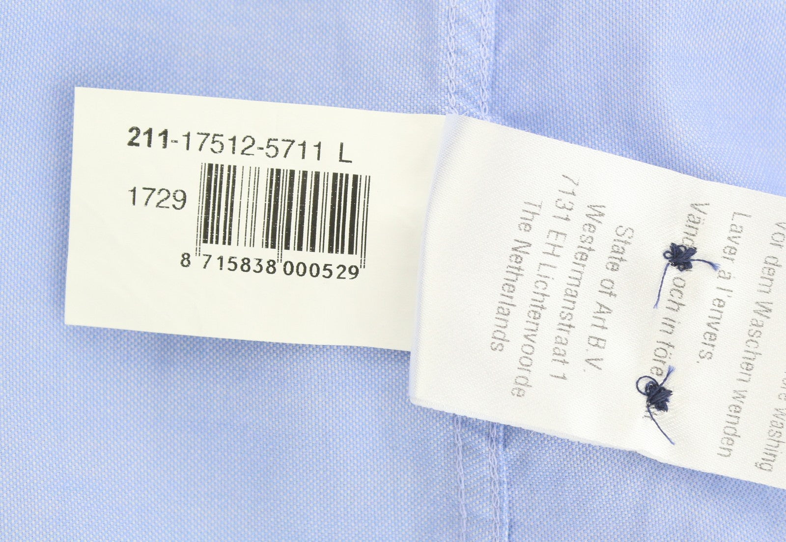 STATE OF ART Women Shirt L Blue Spread Collar Button-Up Casual