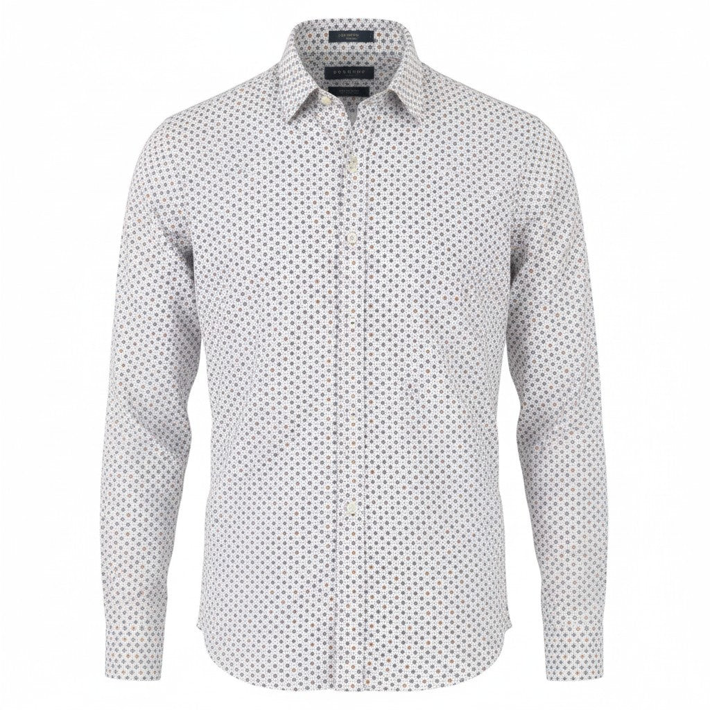 STATE OF ART Regular Fit Men Shirt S White Patterned Button-Down Neck Casual