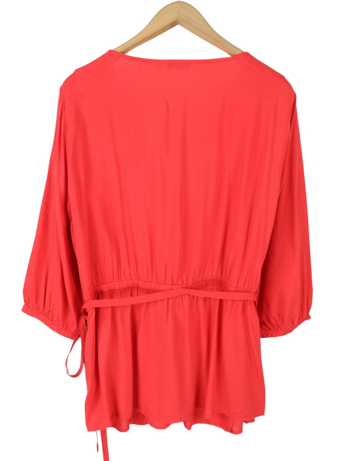 TOM TAILOR My True Me Women Blouse EU48 2XL Red Wrap V-Neck 3/4 Sleeves