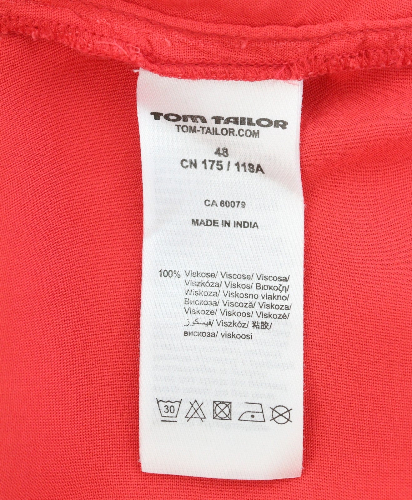 TOM TAILOR My True Me Women Blouse EU48 2XL Red Wrap V-Neck 3/4 Sleeves