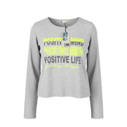 BLACKOUT DNN Marina Women Sweatshirt S Grey Melange Round Collar Pull On
