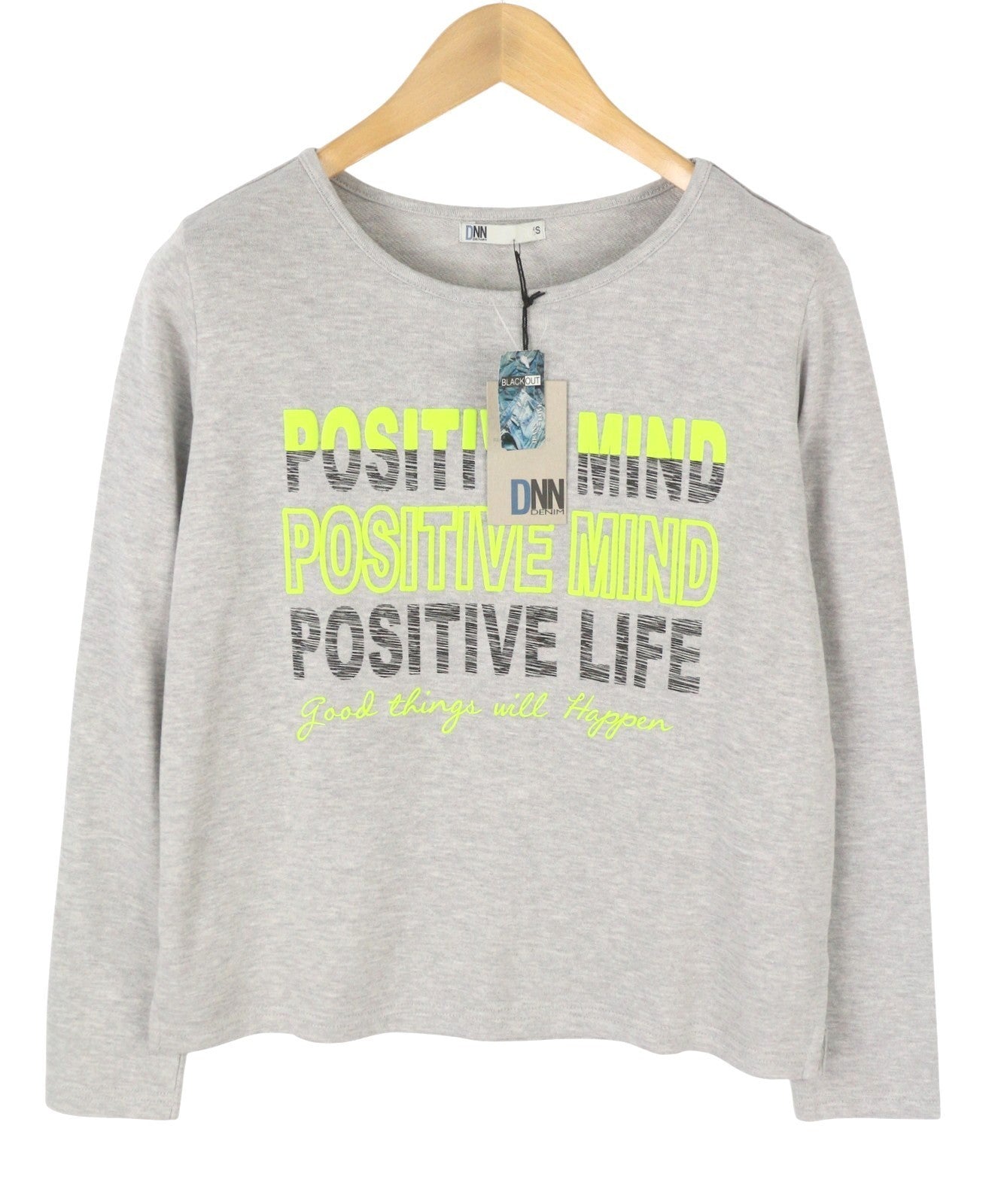 BLACKOUT DNN Marina Women Sweatshirt S Grey Melange Round Collar Pull On