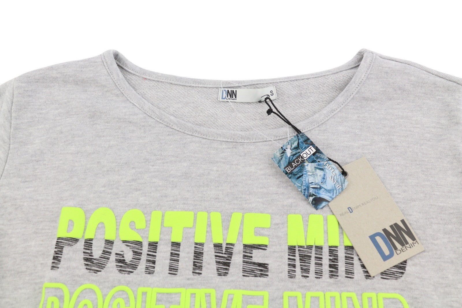 BLACKOUT DNN Marina Women Sweatshirt S Grey Melange Round Collar Pull On