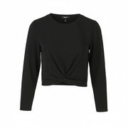 ONLY Queeny L/S Cropped Twist Women Blouse S Black Shiny Glitter Crew Neck