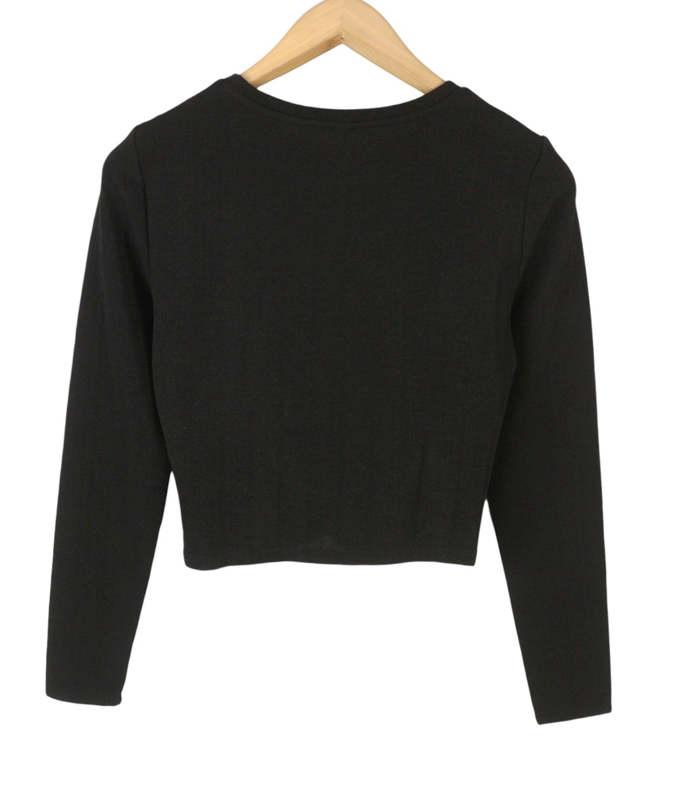 ONLY Queeny L/S Cropped Twist Women Blouse S Black Shiny Glitter Crew Neck