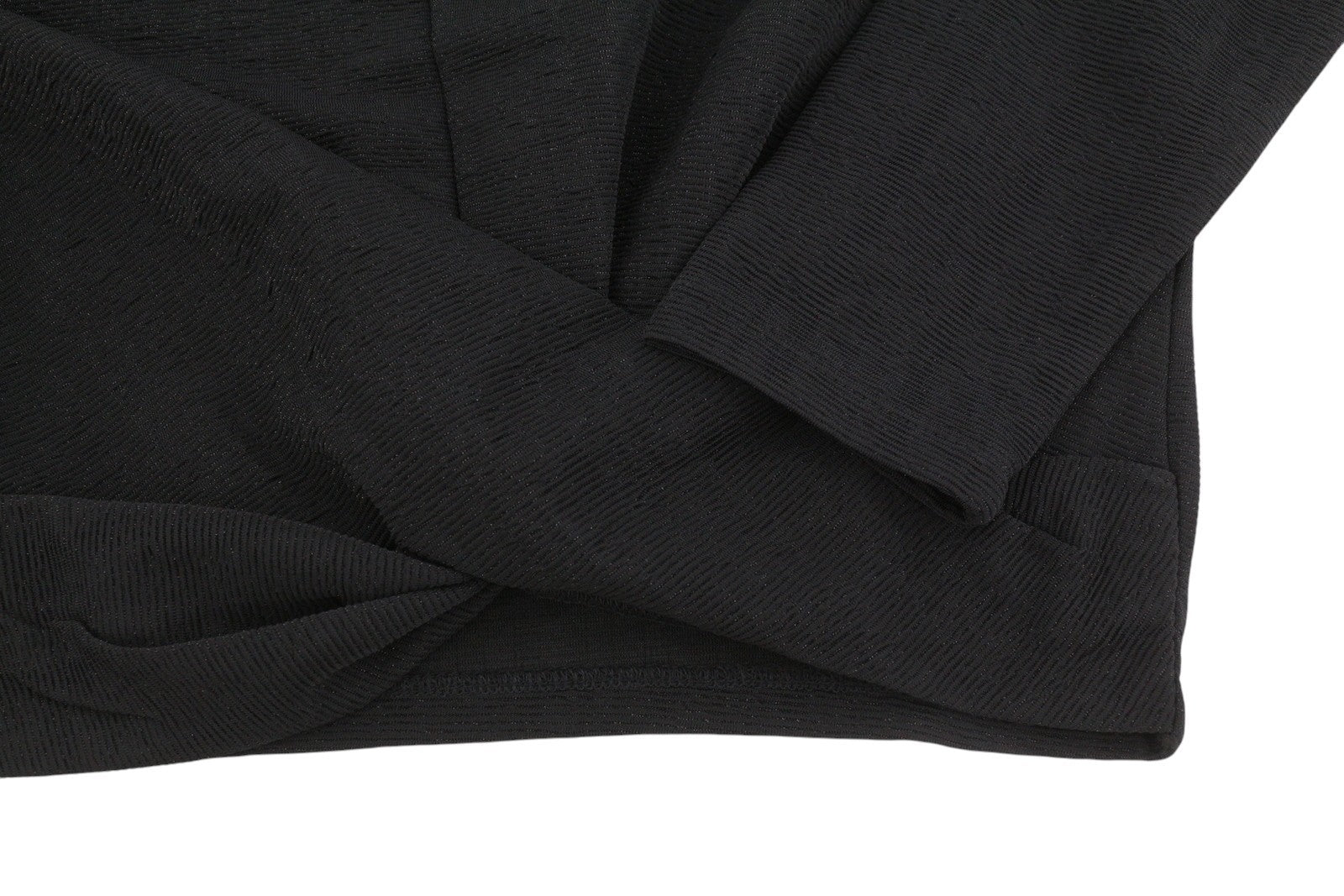 ONLY Queeny L/S Cropped Twist Women Blouse S Black Shiny Glitter Crew Neck