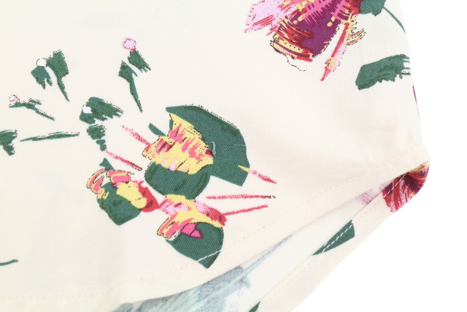 ONLY Alma Life S/S Frill Women Blouse EU34 XS Beige Flowers Print Ruffle Neck