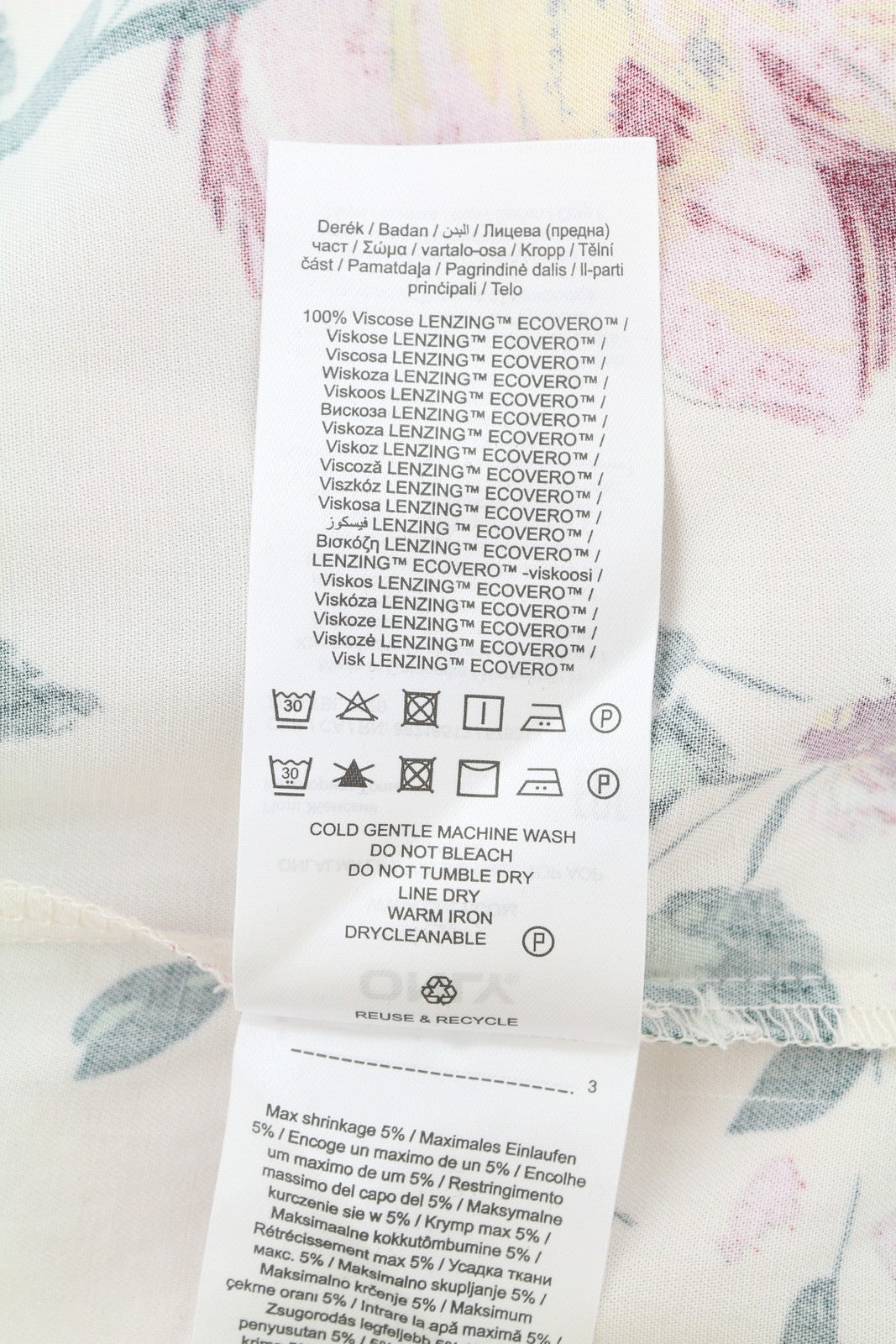 ONLY Alma Life S/S Frill Women Blouse EU34 XS Beige Flowers Print Ruffle Neck