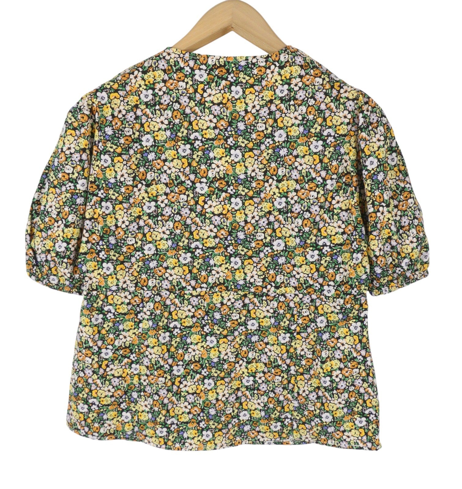 VILA Kaja 2/4 Women Blouse EU40 L Multicolor Flowers Print Puff Short Sleeve