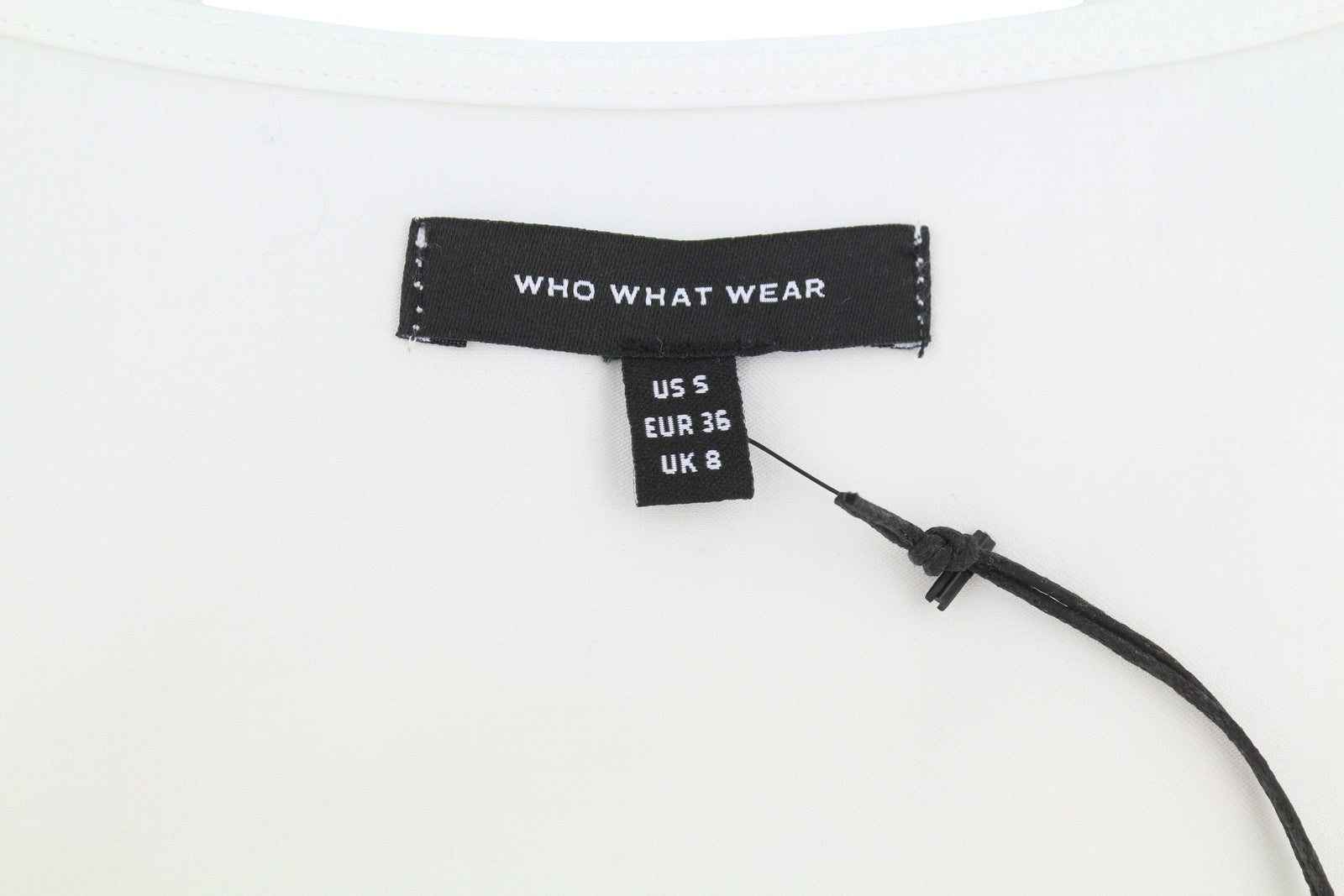 WHO WHAT WEAR Women Blouse S White Cotton Round Neck Cut Out Short Sleeve