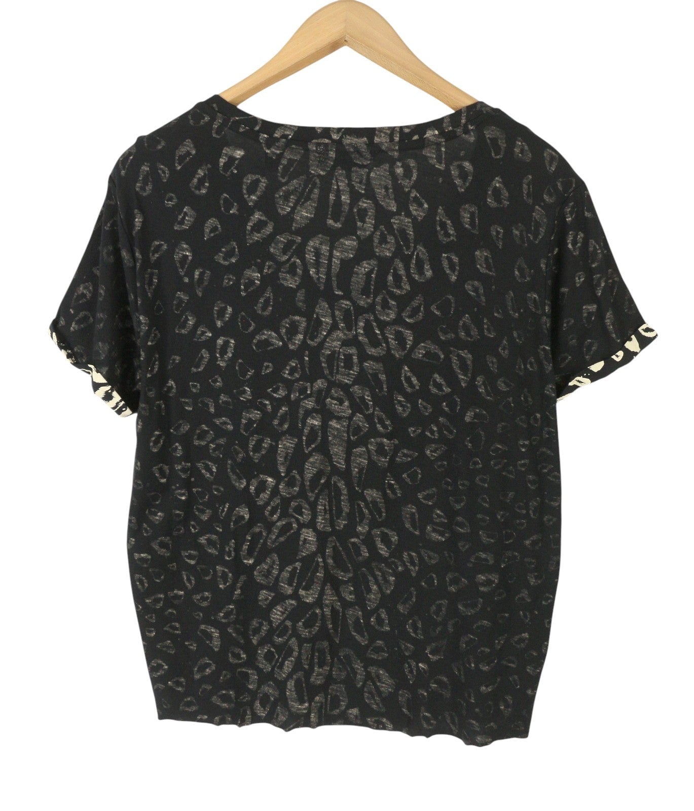 SCOTCH & SODA Women T-Shirt XS Black Patterned V-Neck Loose Short Sleeve