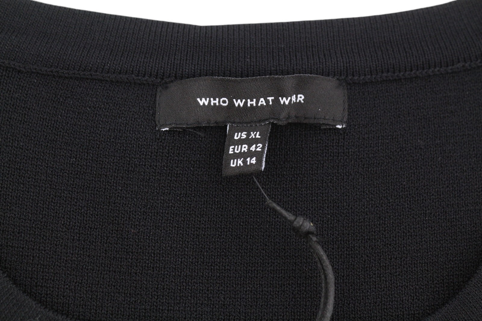 WHO WHAT WEAR Women T-Shirt XL Black Tight Knit Crew Neck Cropped Sleeveless