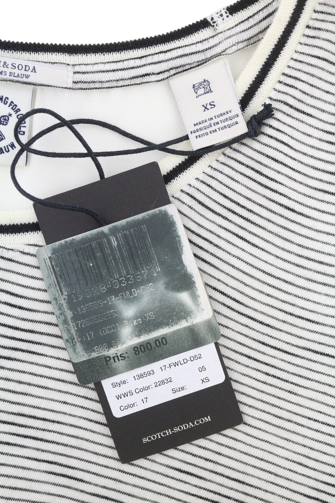 SCOTCH & SODA Women T-Shirt XS White Striped Crew Neck Longer Back Sleeveless