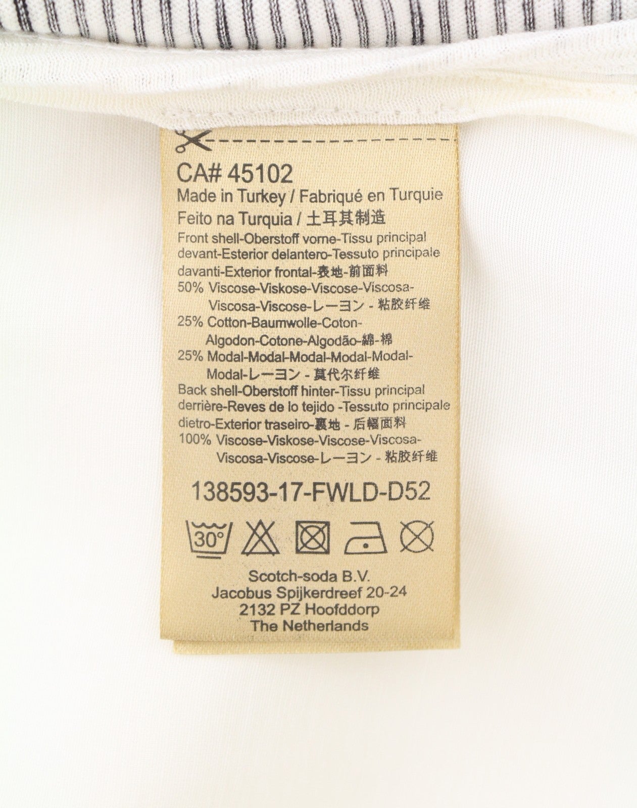 SCOTCH & SODA Women T-Shirt XS White Striped Crew Neck Longer Back Sleeveless