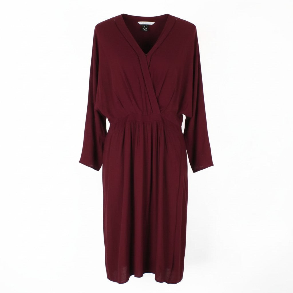 MAISON SCOTCH Women Dress M Burgundy Red Long Sleeved V-Neck Wrap