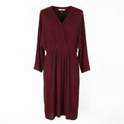 MAISON SCOTCH Women Dress M Burgundy Red Long Sleeved V-Neck Wrap