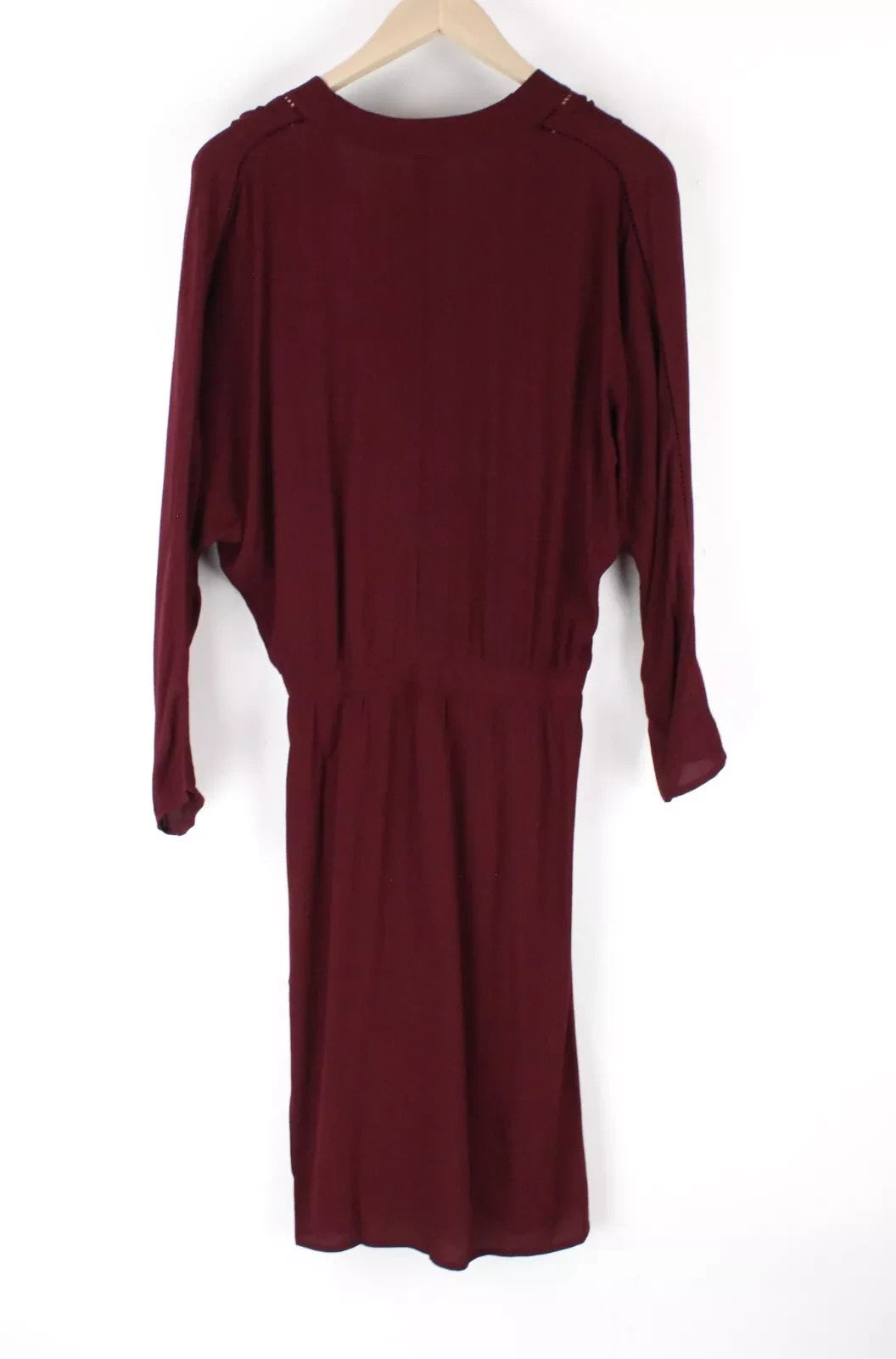MAISON SCOTCH Women Dress M Burgundy Red Long Sleeved V-Neck Wrap