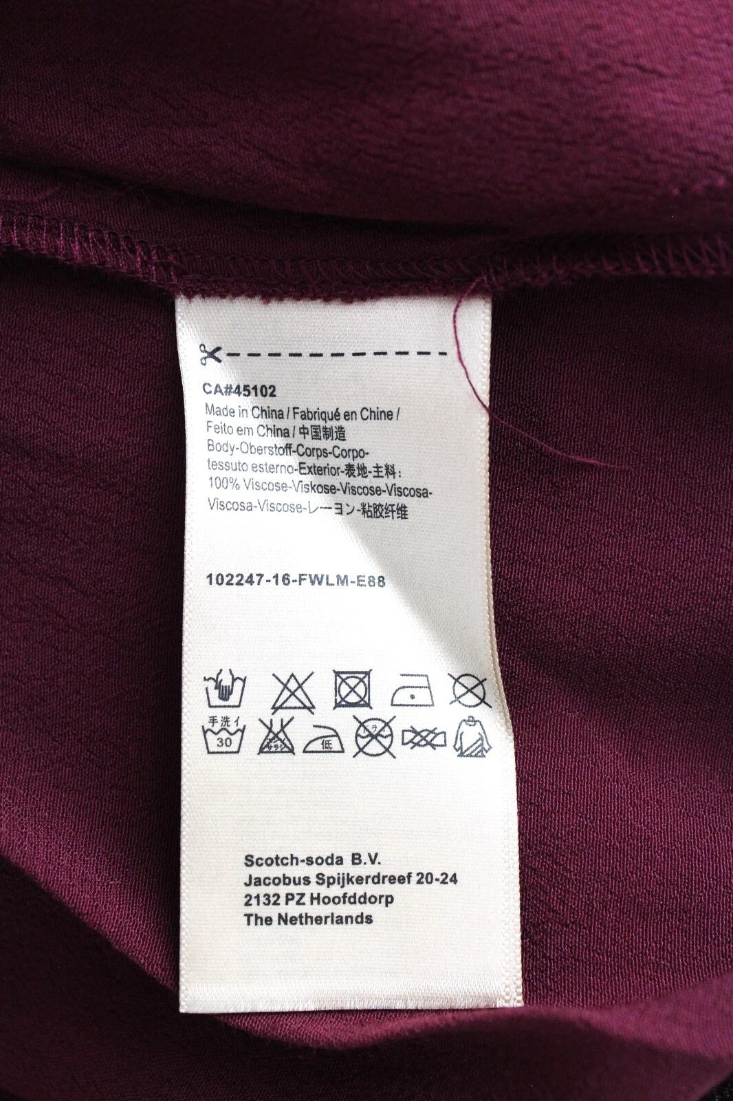 MAISON SCOTCH Women Dress M Burgundy Red Long Sleeved V-Neck Wrap