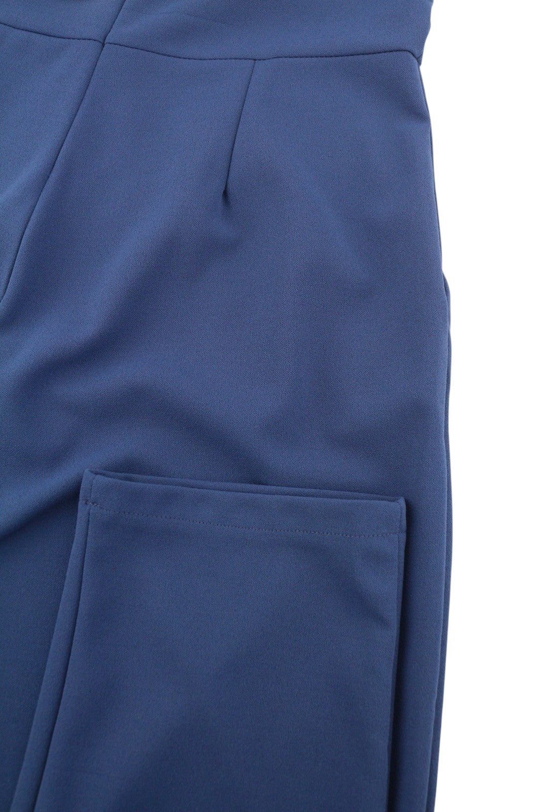 WAL G Women Jumpsuit XL Blue Pleated Open Shoulder Pockets