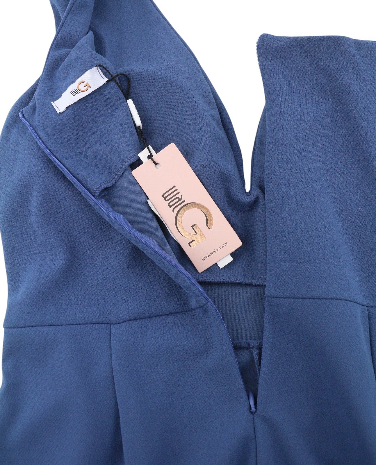 WAL G Women Jumpsuit XL Blue Pleated Open Shoulder Pockets
