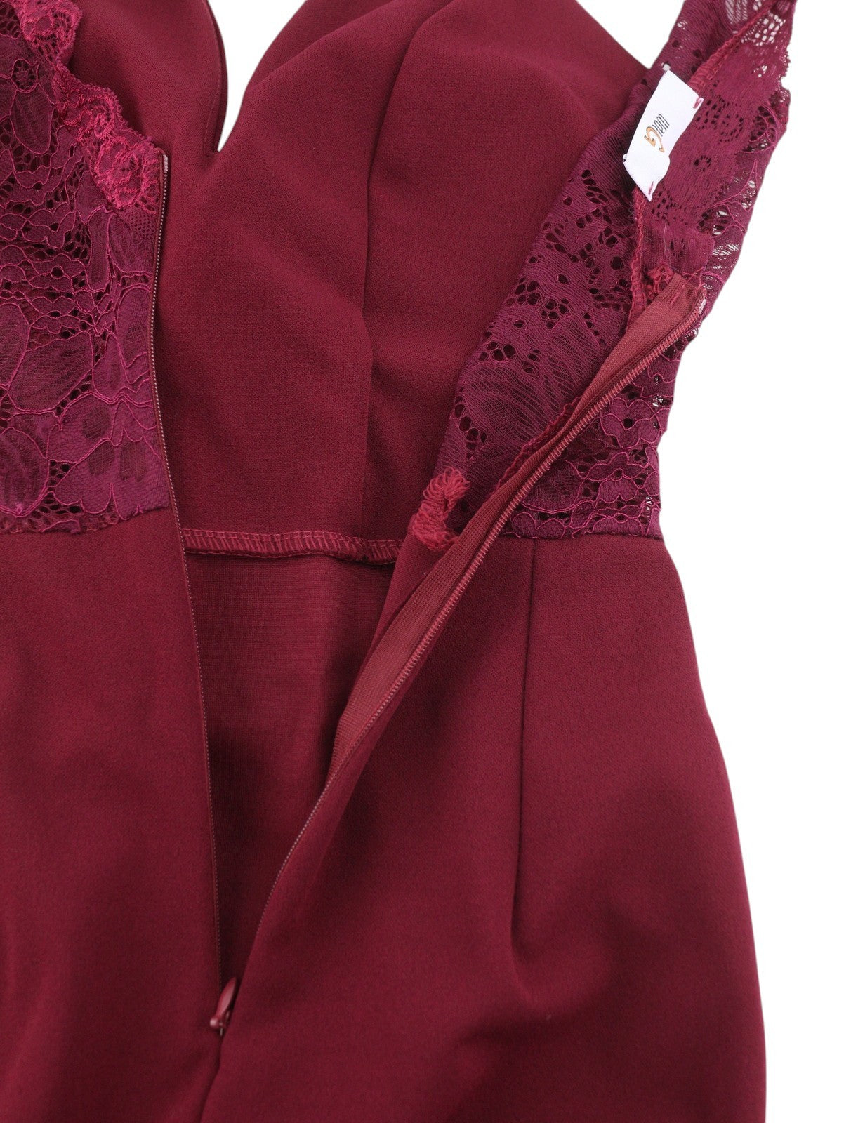 WAL G Ramira Women Dress XS Burgundy Split Lace Back Sleeveless Evening Maxi