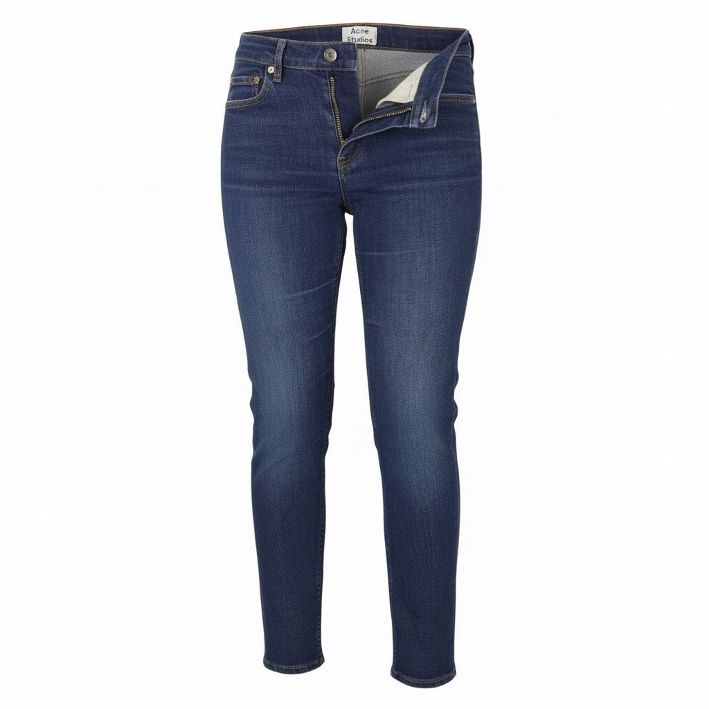 ACNE STUDIOS Skin 5 Raw Reform Women Jeans W27/L32 Blue Faded Cropped Slim Fit