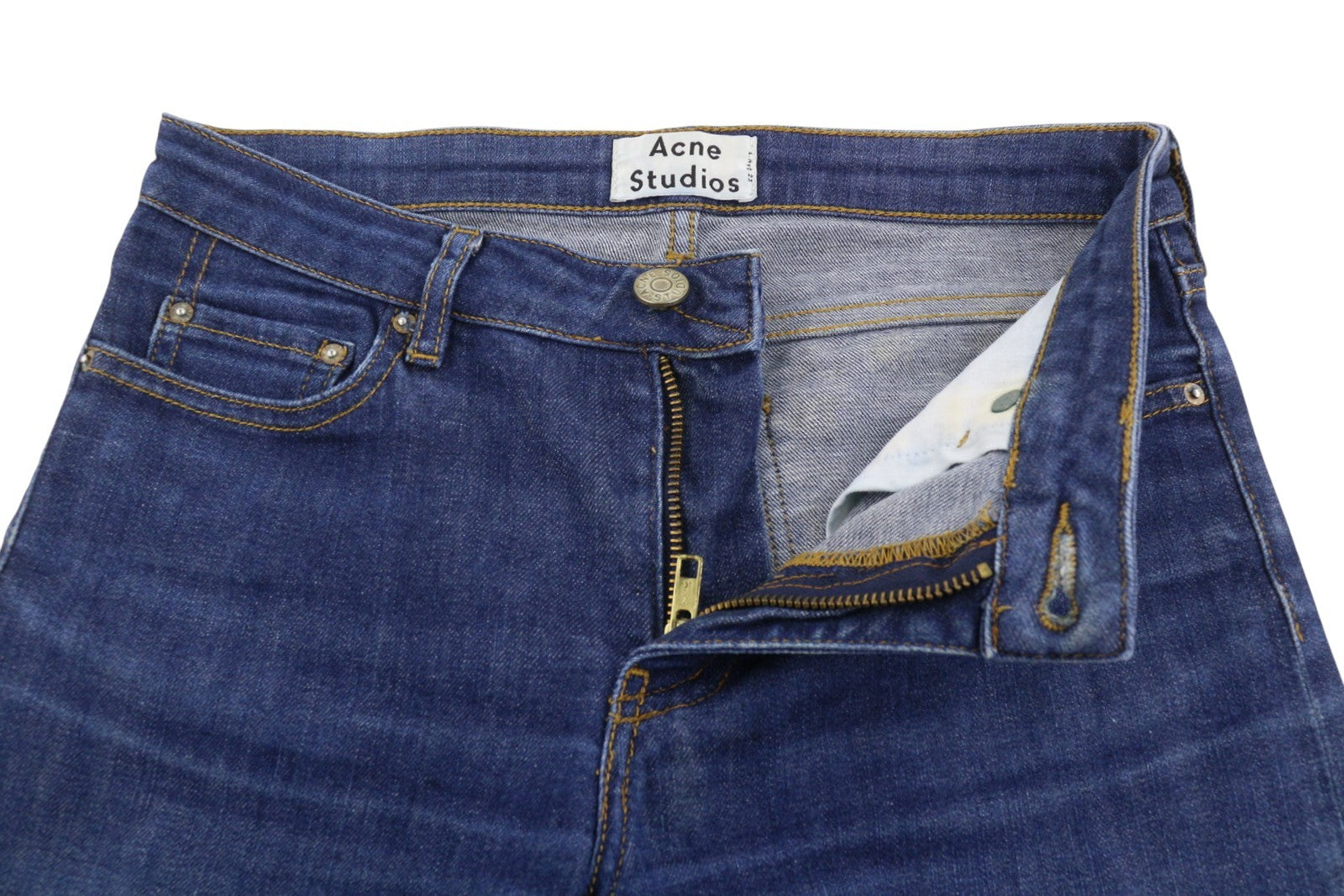 ACNE STUDIOS Skin 5 Raw Reform Women Jeans W27/L32 Blue Faded Cropped Slim Fit