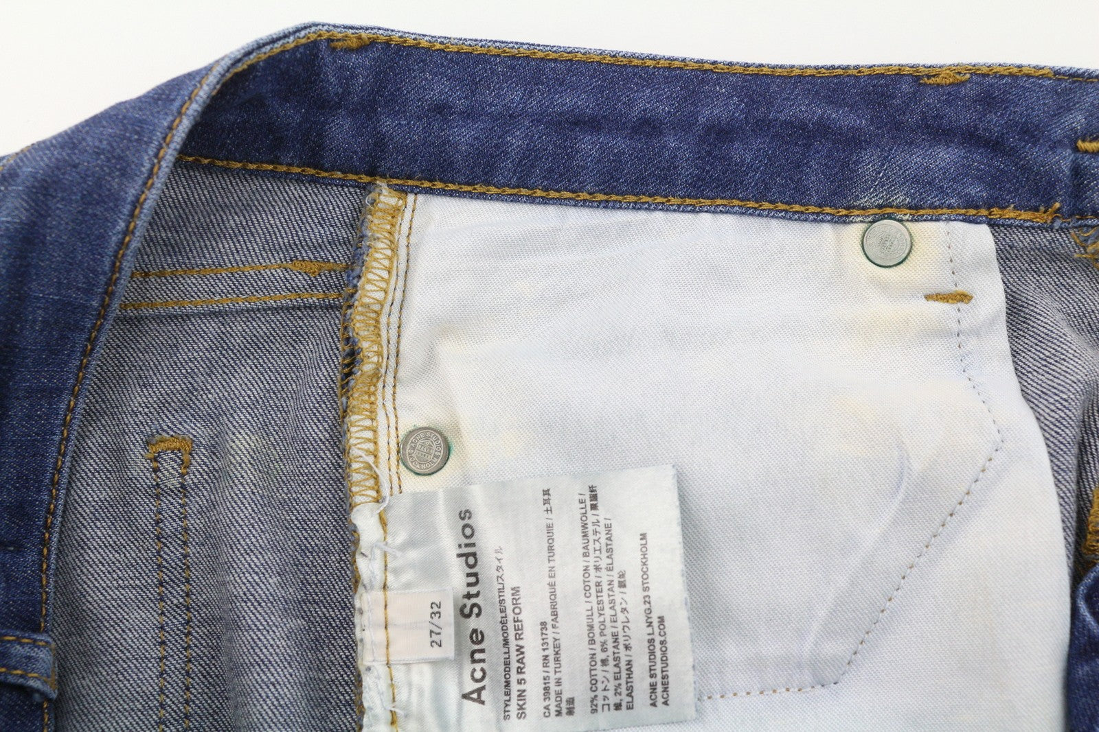 ACNE STUDIOS Skin 5 Raw Reform Women Jeans W27/L32 Blue Faded Cropped Slim Fit