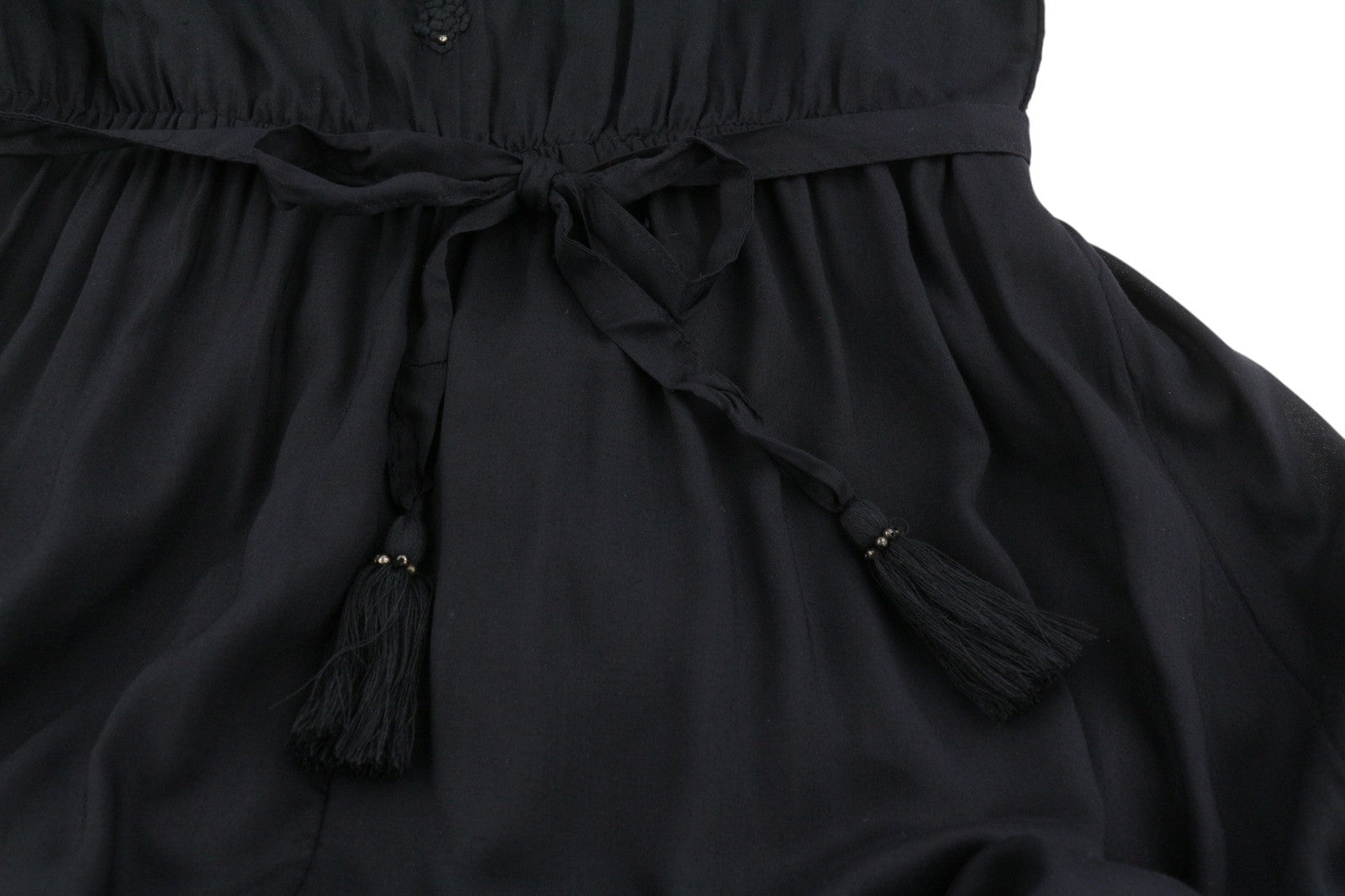 USHA Women Dress S Black Beads Belted Lined Sleeveless Maxi