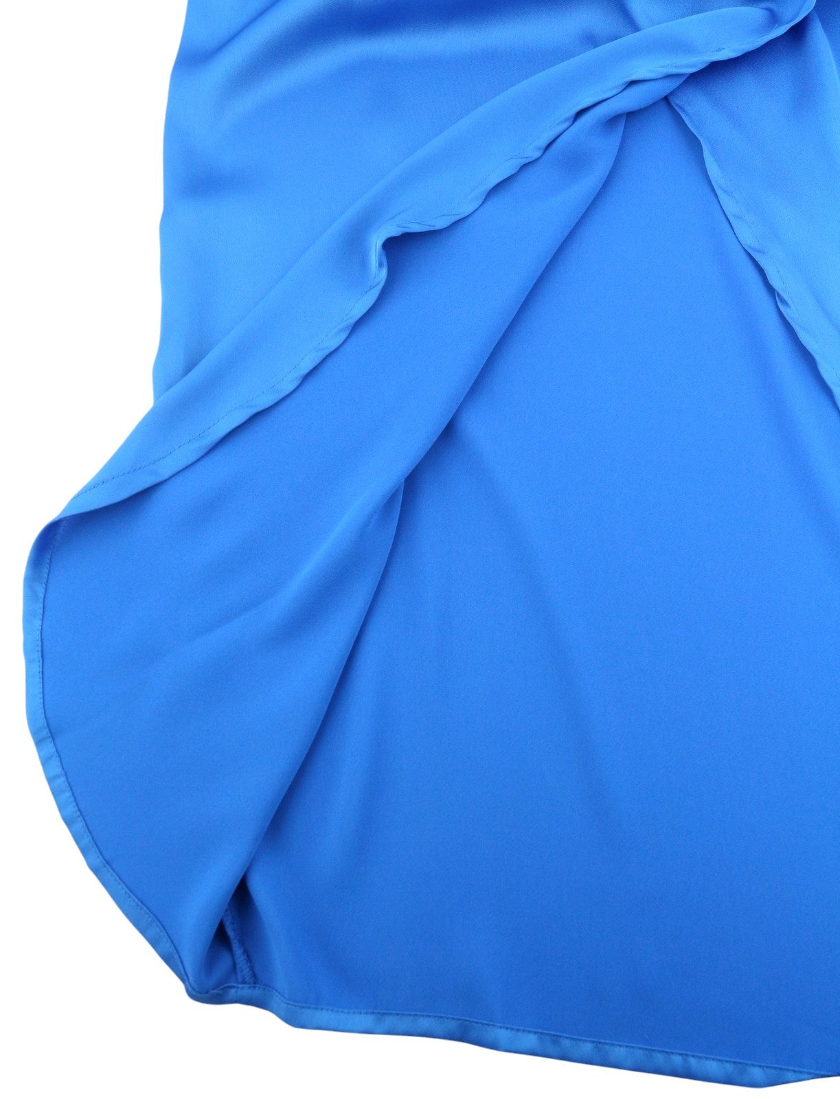 GLAMOROUS Blue Aster Satin Women Dress EU36 S Wrap Front Split Long Sleeve