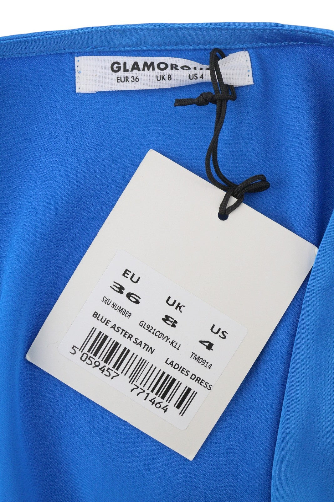 GLAMOROUS Blue Aster Satin Women Dress EU36 S Wrap Front Split Long Sleeve