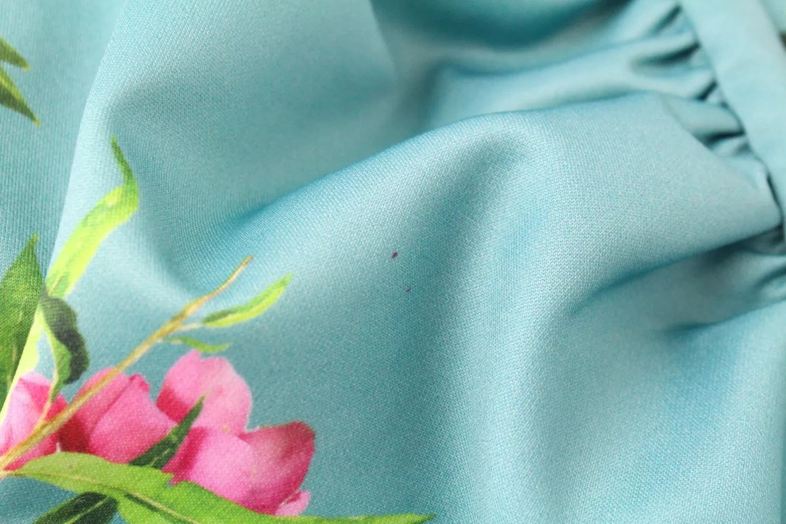 TRUE VIOLET Women Dress UK10 Green Blue Flower Patterned Short Sleeve V-Neck