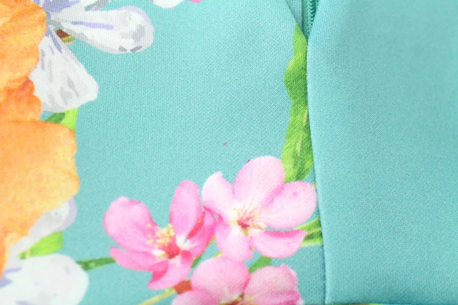 TRUE VIOLET Women Dress UK10 Green Blue Flower Patterned Short Sleeve V-Neck