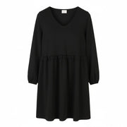 VILA Tinny V-Neck Doll Women Dress S Black V-Neck Long Sleeve Knee-Length