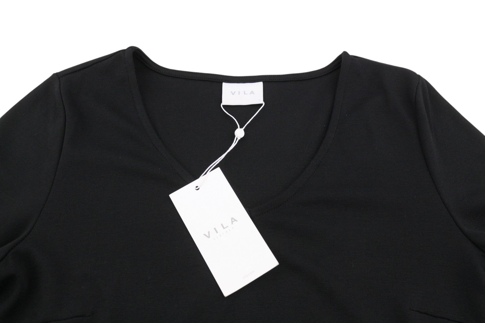 VILA Tinny V-Neck Doll Women Dress S Black V-Neck Long Sleeve Knee-Length