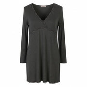 ANNA FIELD Women Dress L Grey Melange Lace Trim Tricot Long Sleeve