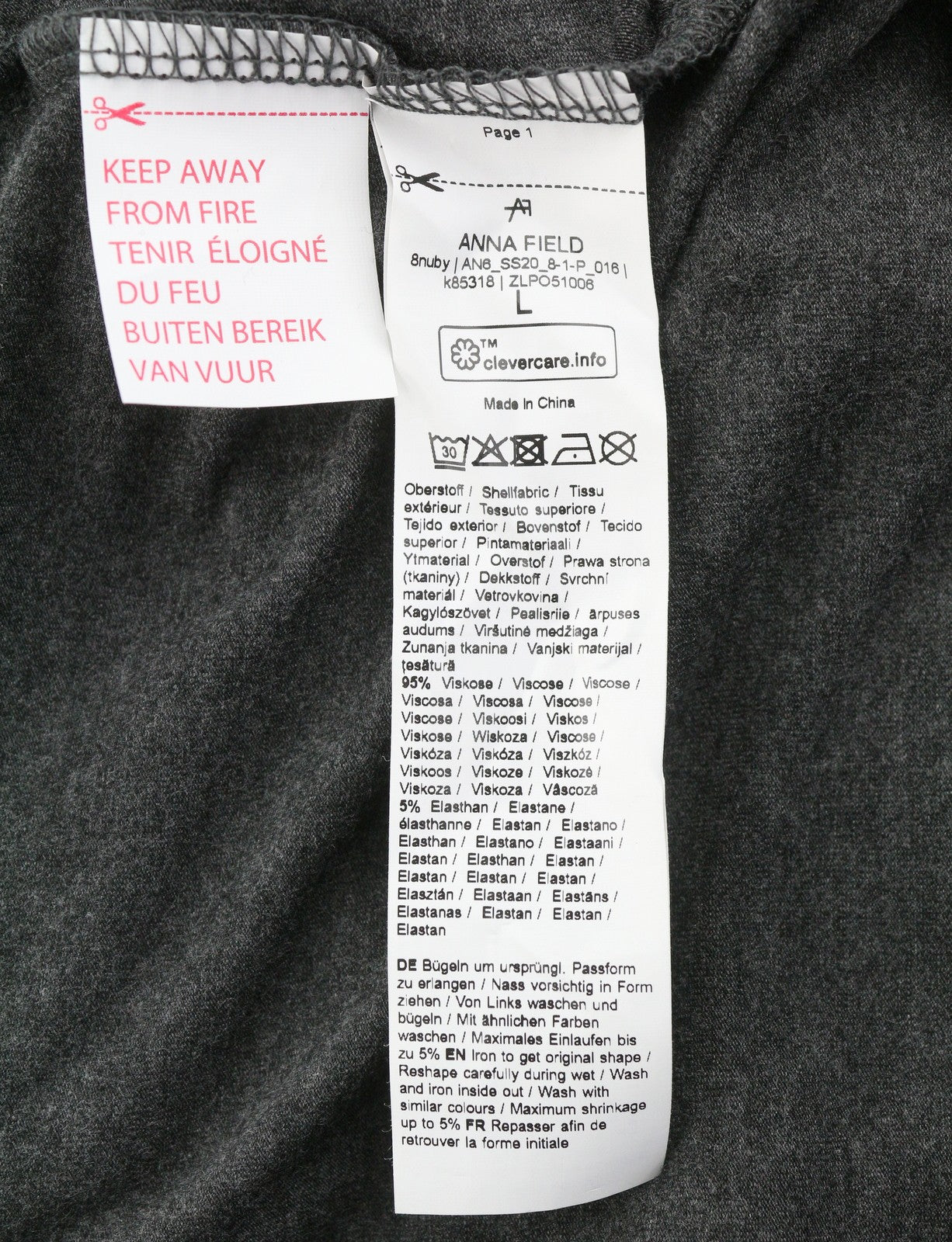 ANNA FIELD Women Dress L Grey Melange Lace Trim Tricot Long Sleeve