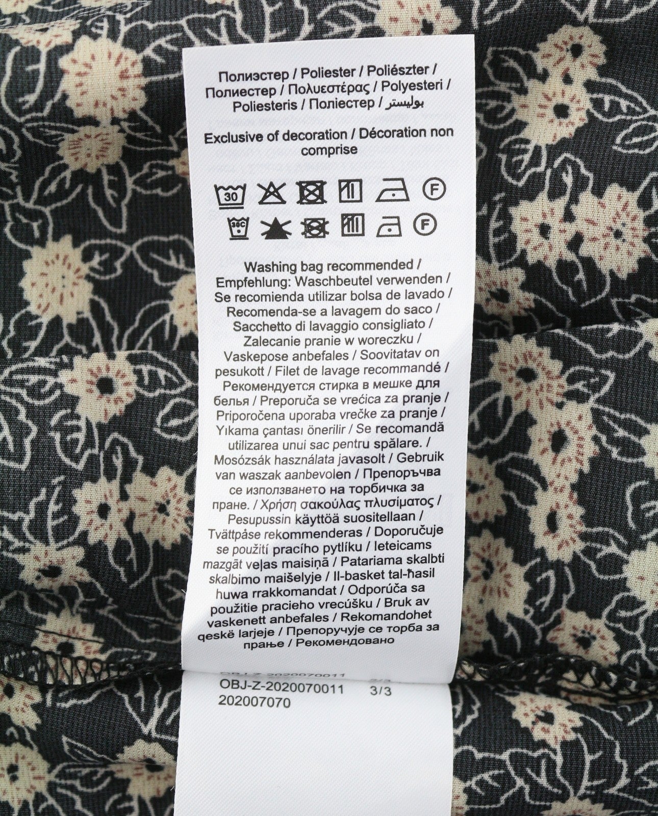 OBJECT Jyrsa Rose L/S Women Dress 38 M Black Floral Print Oversized Long Sleeve