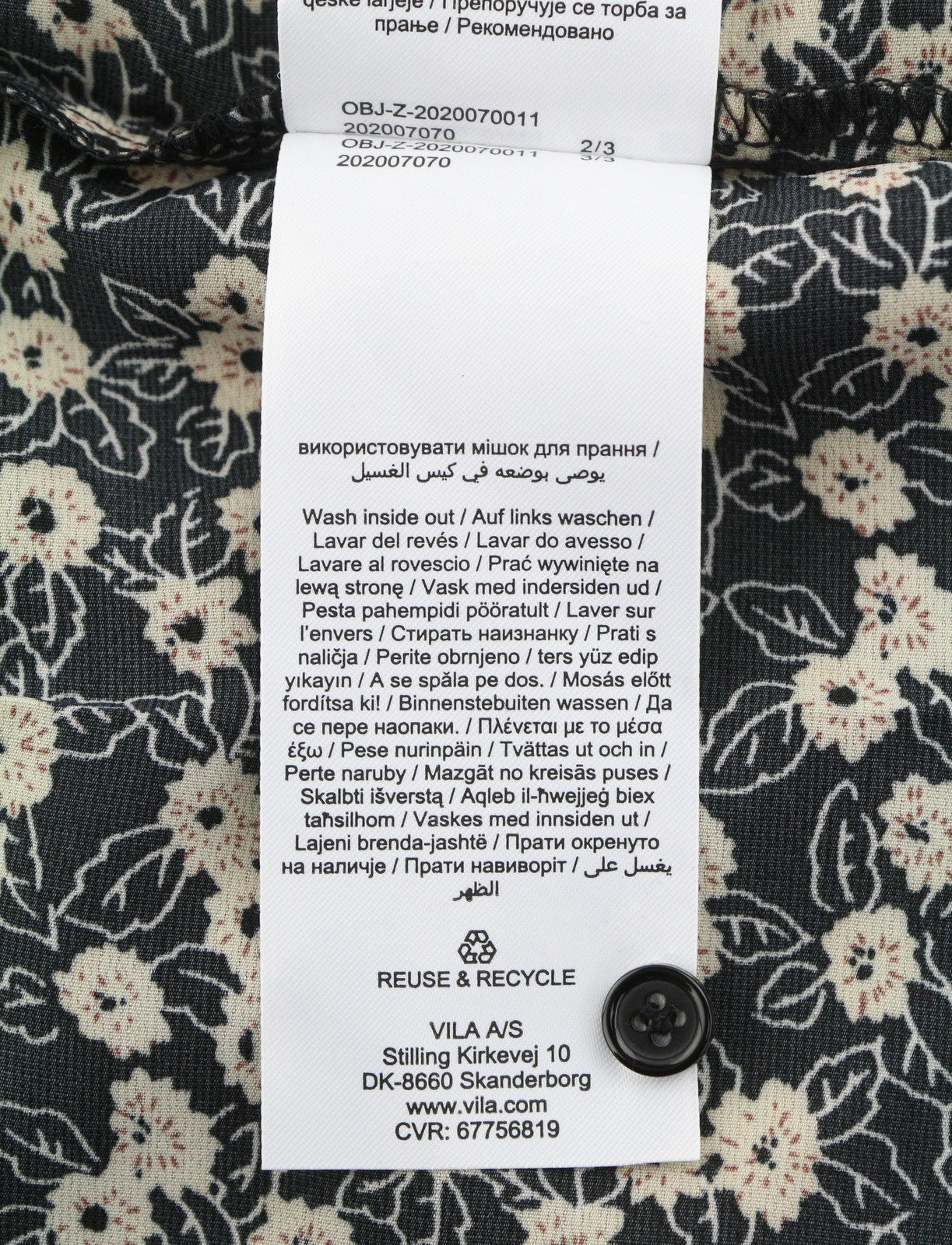 OBJECT Jyrsa Rose L/S Women Dress 38 M Black Floral Print Oversized Long Sleeve